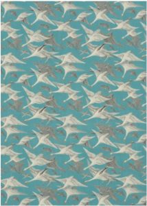MULBERRY HOME WILD GEESE LINEN TEAL FD287 R11
